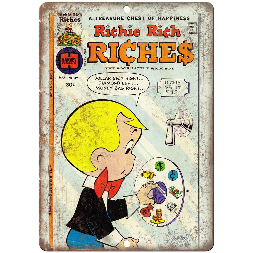 Richie Rich Riches Harvey World Comic 10" X 7" Reproduction Metal Sign J294