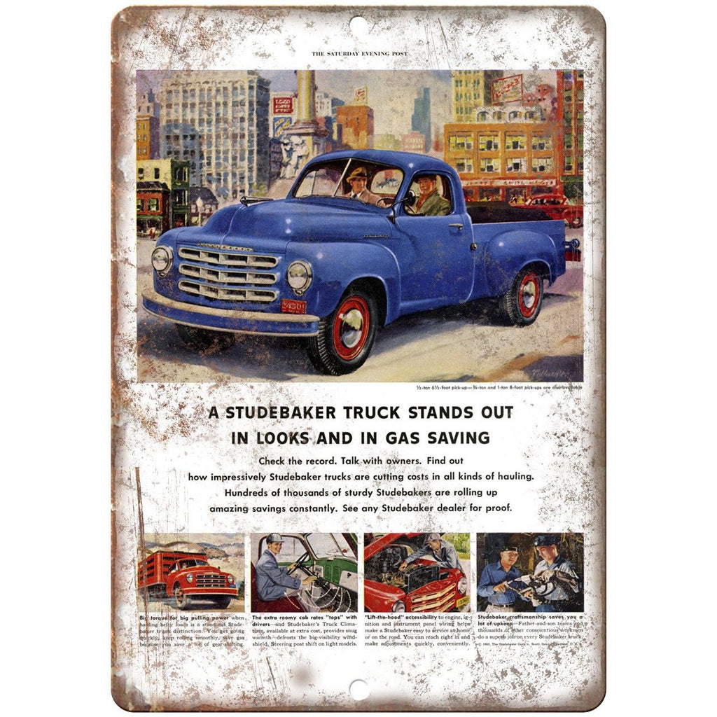 Studebaker Pickup Truck Vintage Ad 10" x 7" Reproduction Metal Sign A431