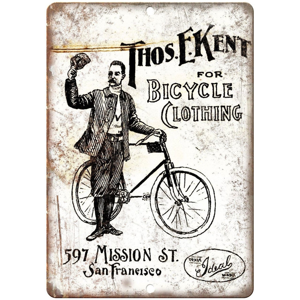 Thos Ekent Bicycle Clothing San Francisco 10" x 7" Reproduction Metal Sign B282