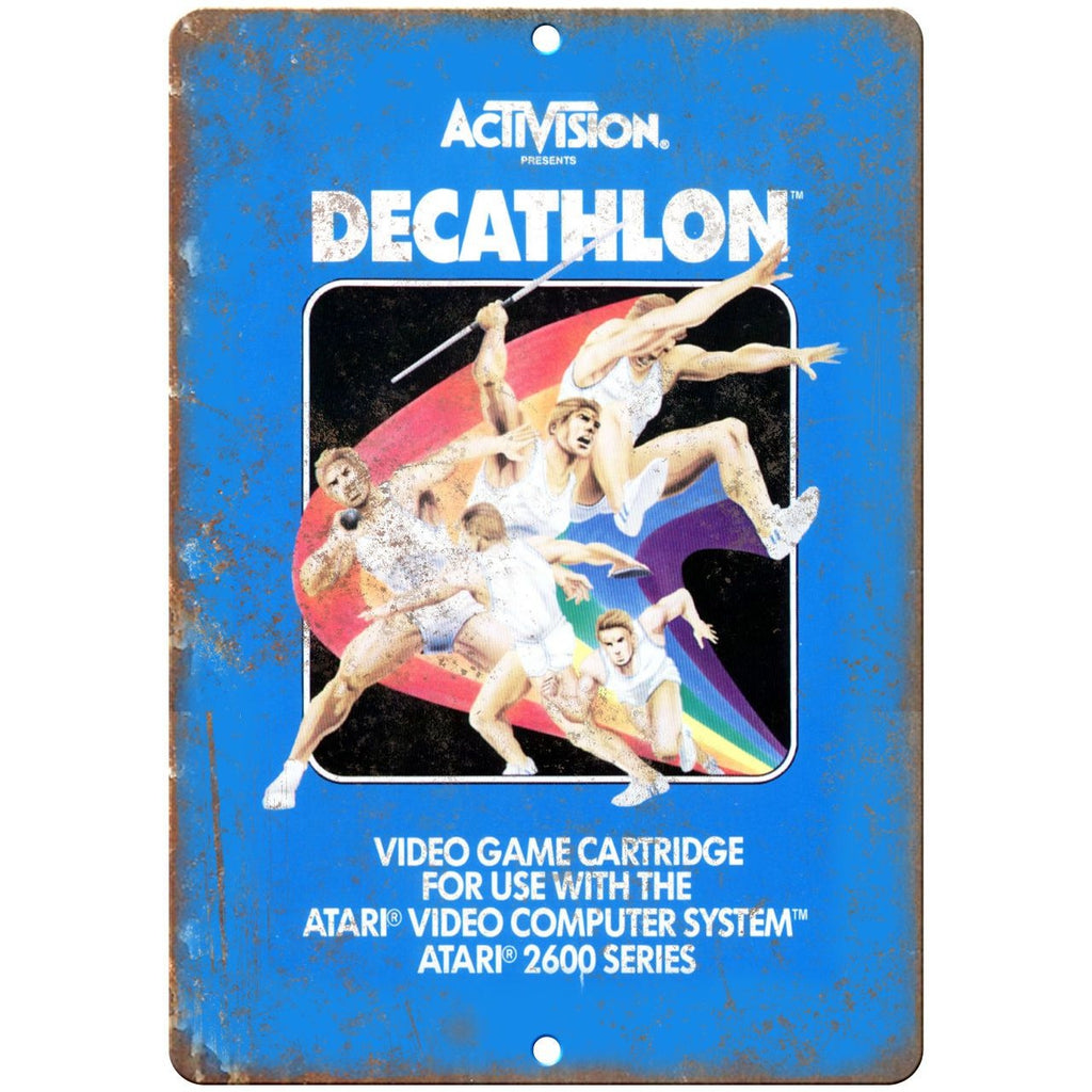 Atari 2600 Activision Decathlon Video Game 10" x 7" Retro Look Metal Sign