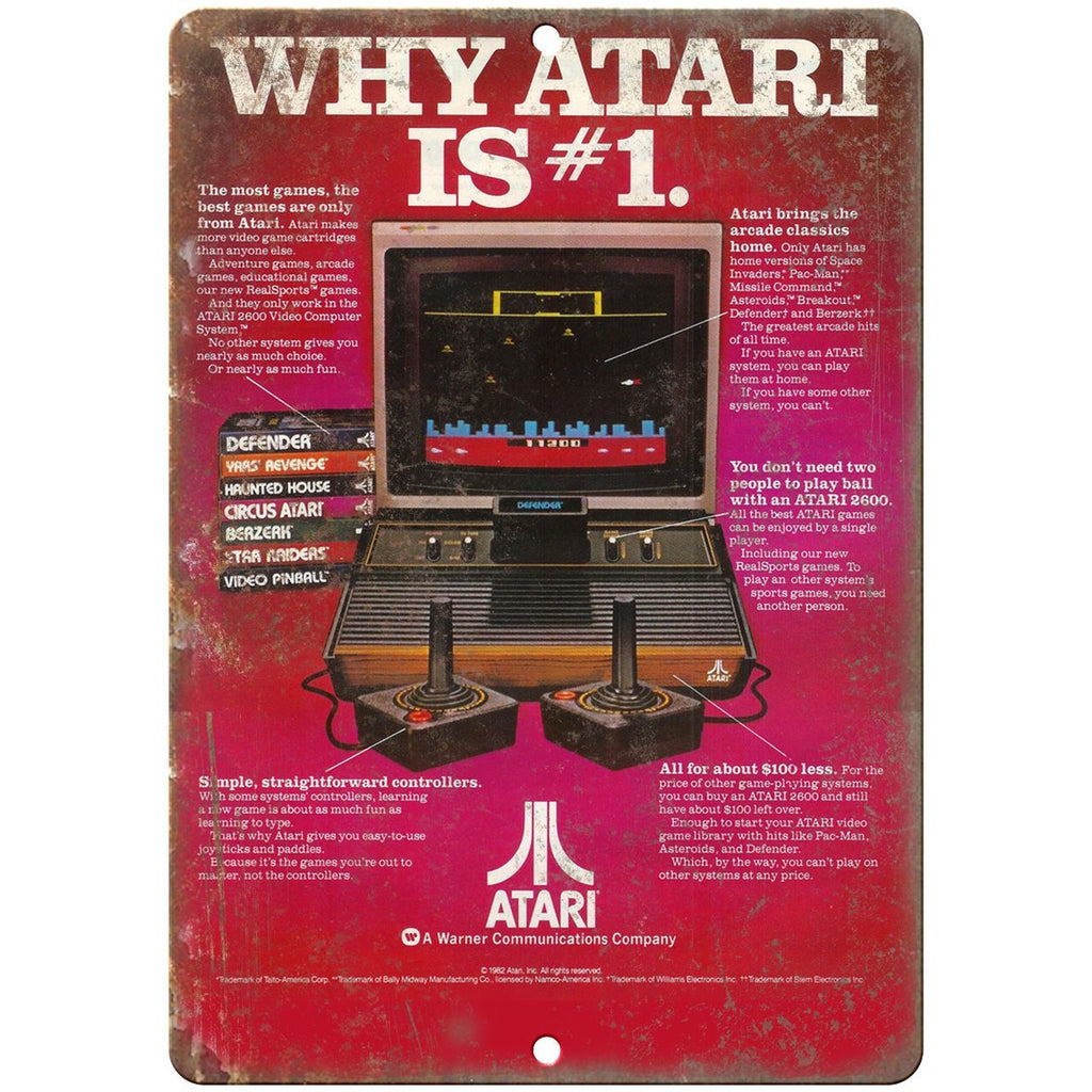 Atari Why Atari is #1 Gaming Console Ad 10" x 7" Retro Look Metal Sign