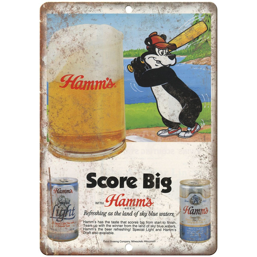 10" x 7" Metal Sign - Hamm's Beer Score Big Bear - Vintage Look Reproduction