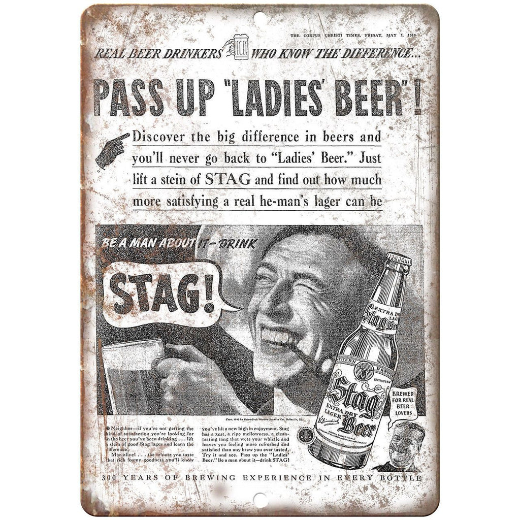 Stag Beer Vintage Ad Corpus Christi Times 10" x 7" Reproduction Metal Sign E374