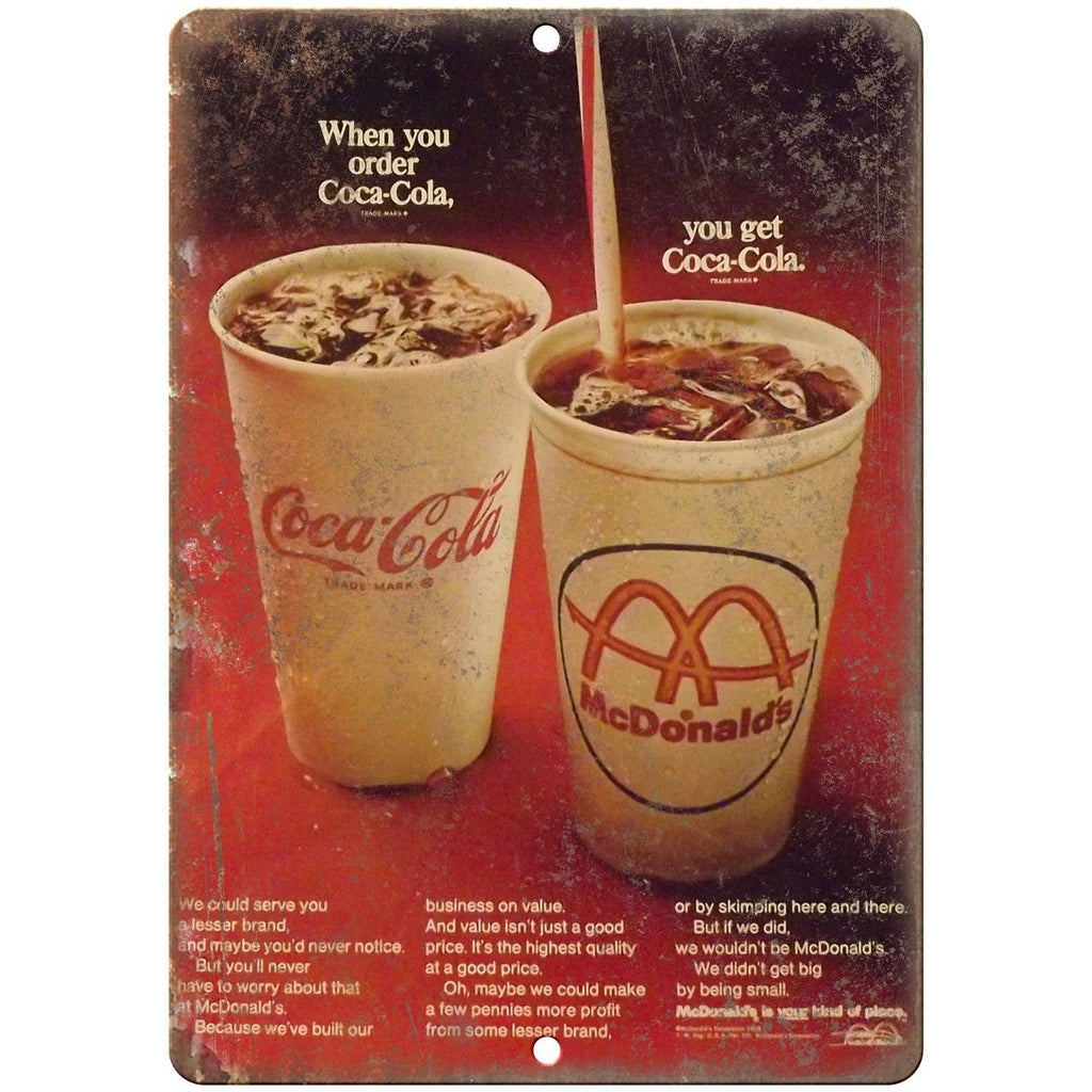 McDonald's Coca Cola Vintage Ad 10" X 7" Reproduction Metal Sign N234