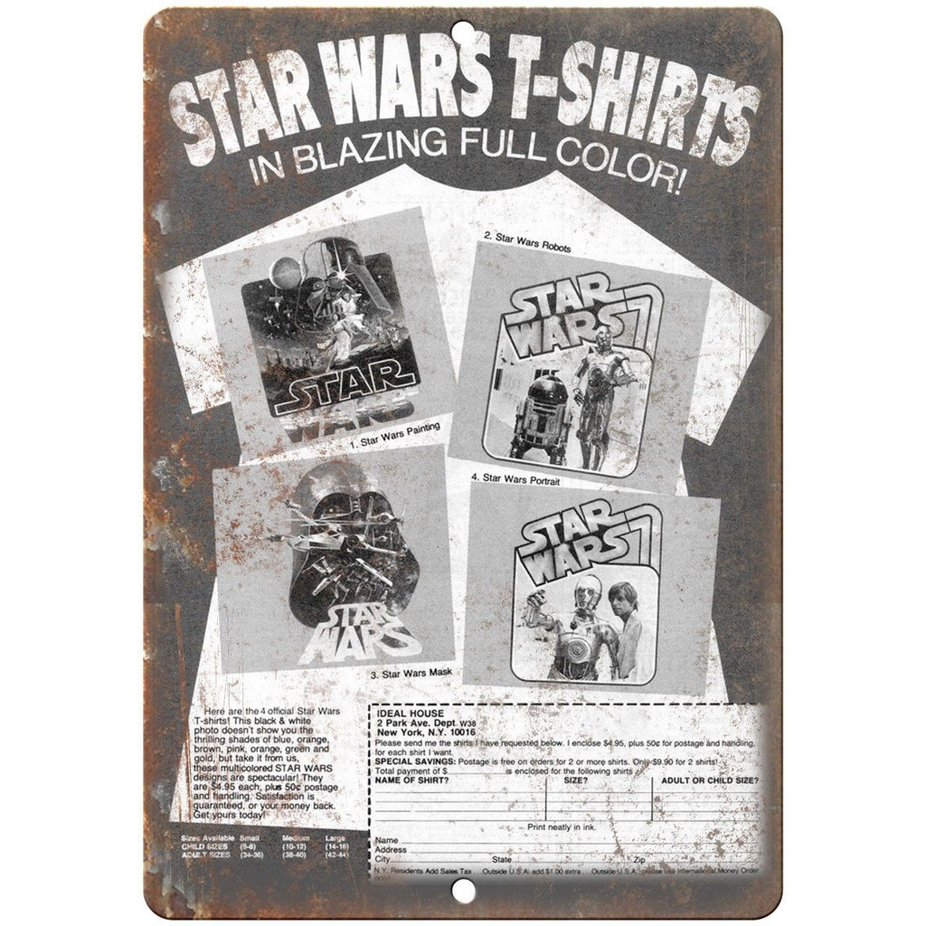 Star Wars T-Shirts Vintage Comic Ad 10"X7" Reproduction Metal Sign ZD13