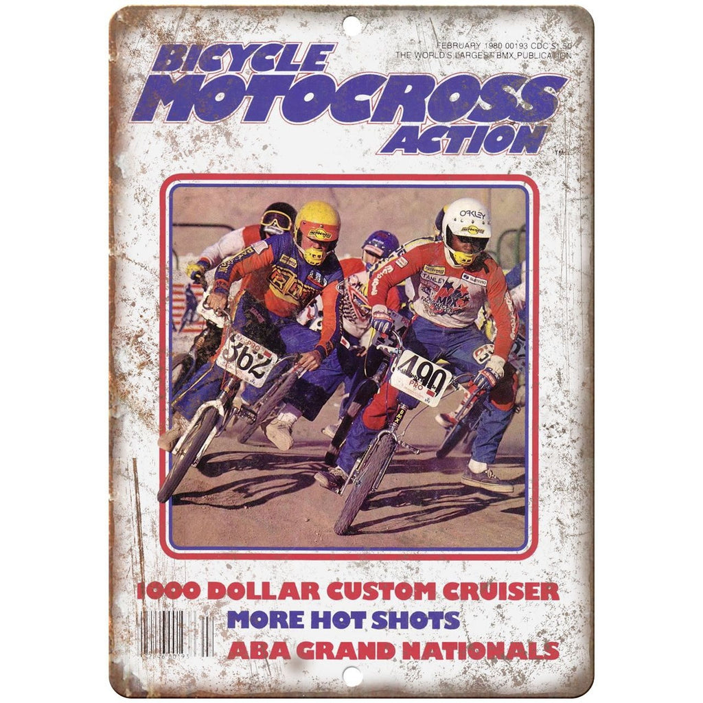 10" x 7" Metal Sign Bicycle Motocross Action BMX Vintage Look Reproduction B78