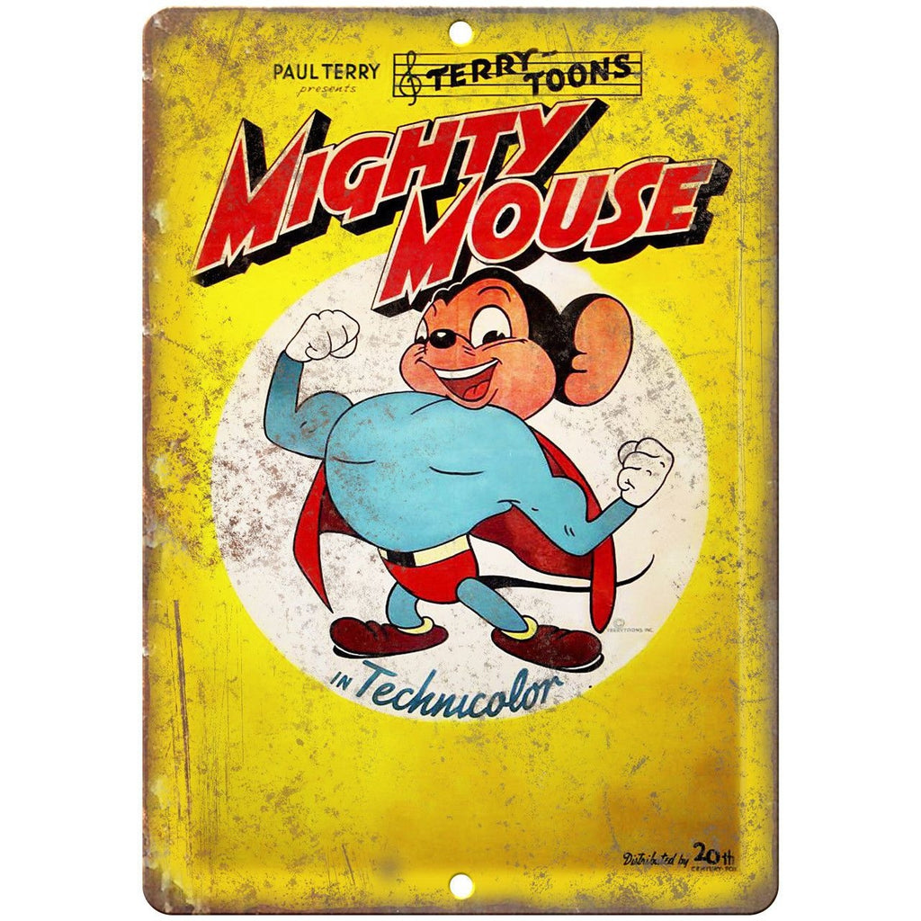 Mighty Mouse Terry Toons Paul Terry Comic 10" X 7" Reproduction Metal Sign J432