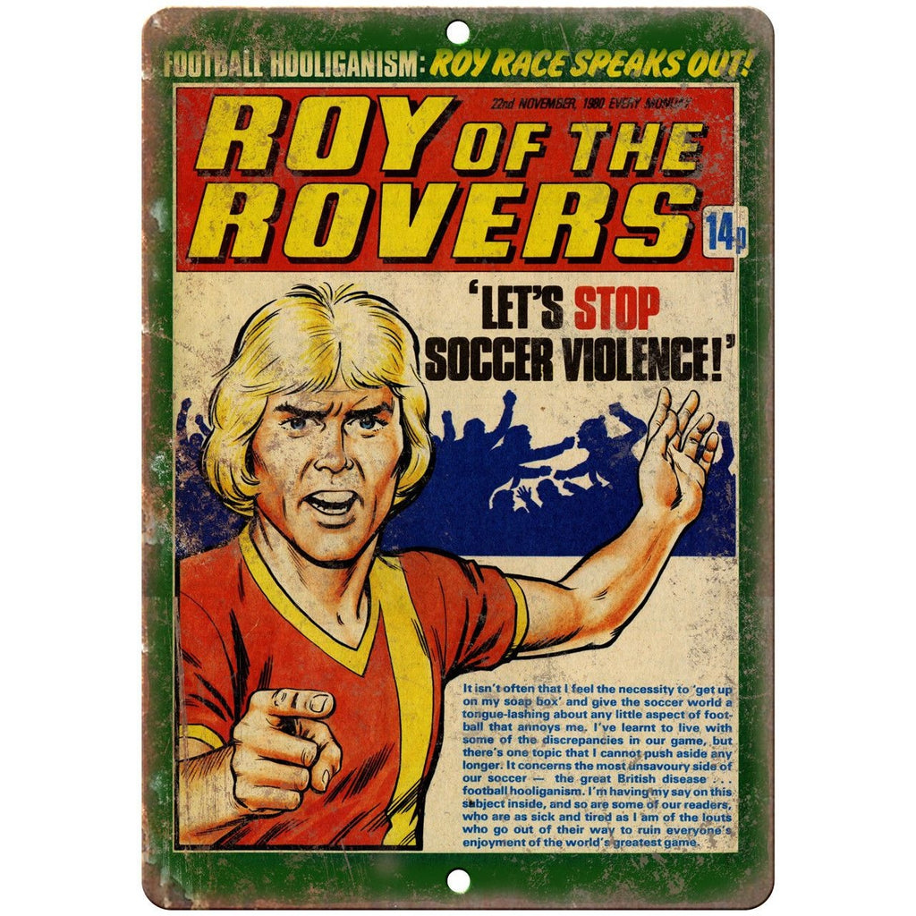 1980 Roy of The Rovers Soccer Comic 10" X 7" Reproduction Metal Sign J428