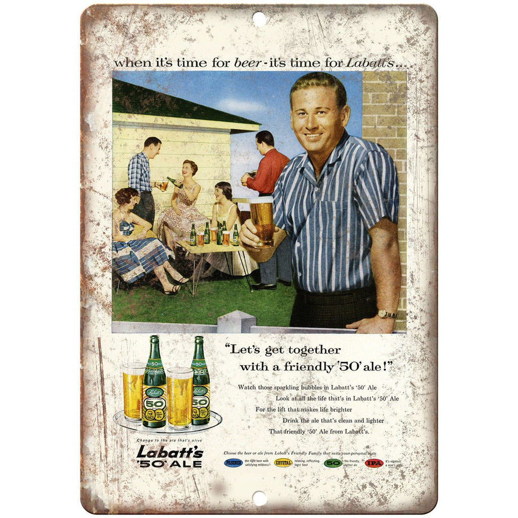 Labatt's 50 Ale Vintage Beer Ad 10" x 7" Reproduction Metal Sign E393