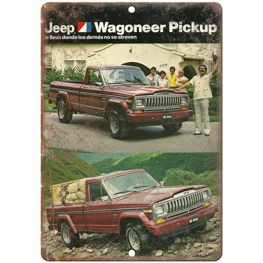 Jeep Wagoneer Pickup Truck Latin Ad RARE 10" x 7" Reproduction Metal Sign A98