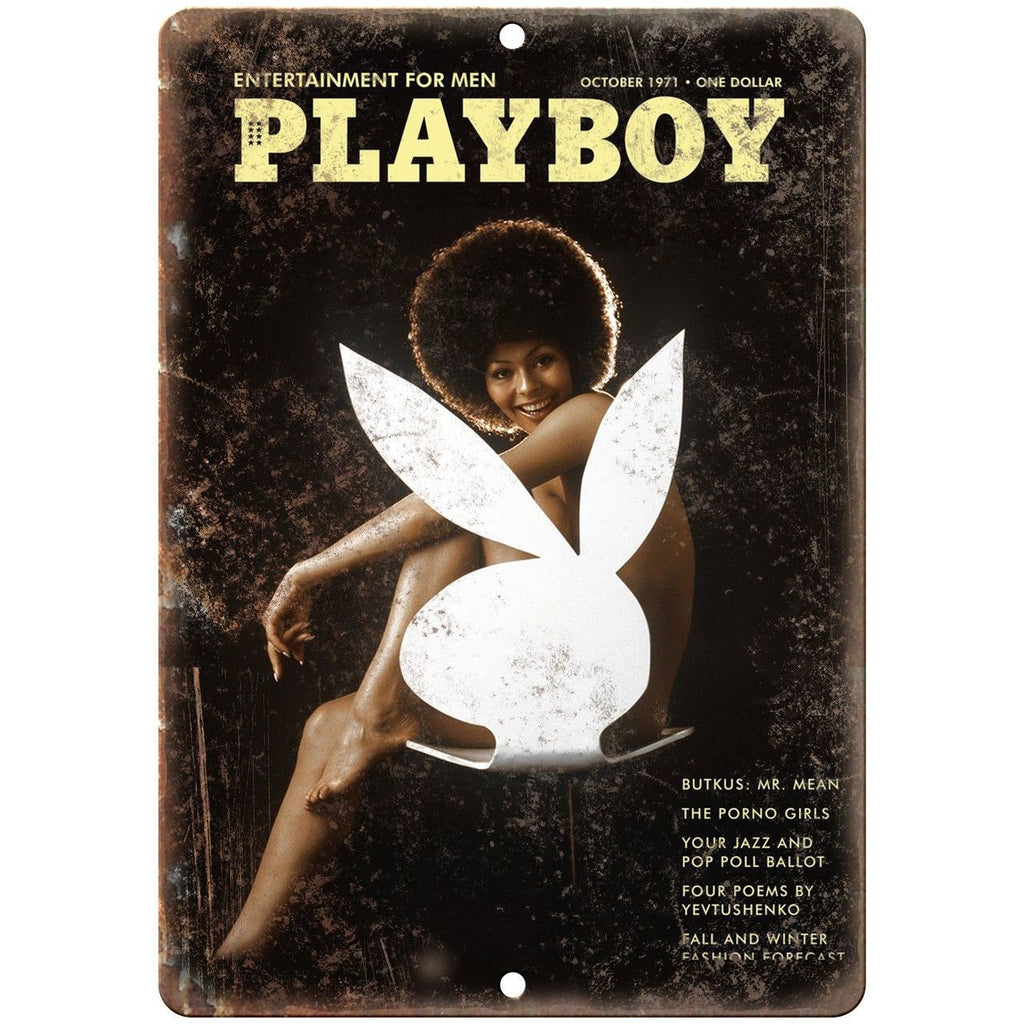 Playboy Magazine Cover October 1971 Bunny 10" x 7" Reproduction Metal Sign C62