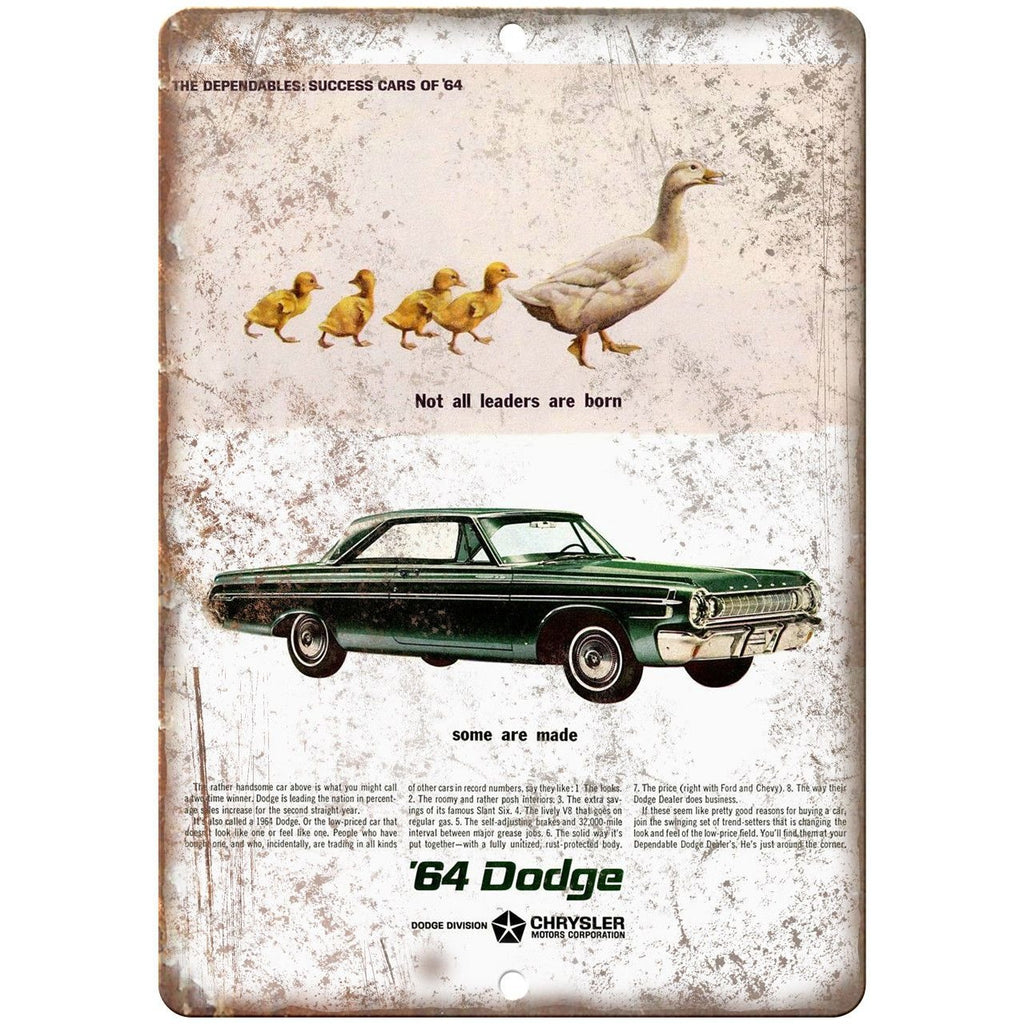 1964 Dodge Vintage Car Ad 10" x 7" Reproduction Metal Sign A246