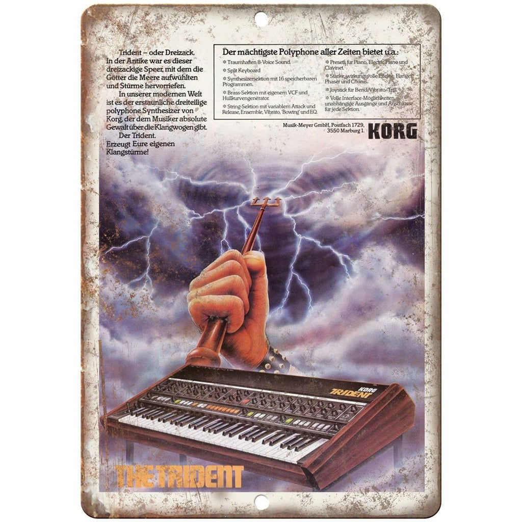 KORG The Trident Electronic Shynthesizer Vintage Ad 10" x 7" Metal Sign E25