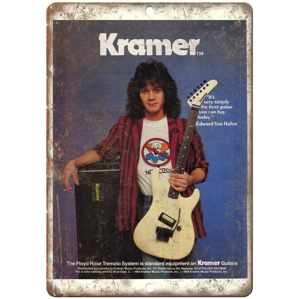 Kramer Eddie Van Halen Vintage Ad 10" X 7" Reproduction Metal Sign R07