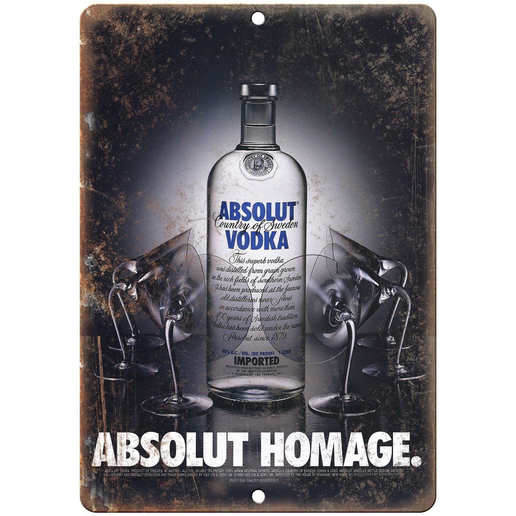 Absolut Vodka Homage Liquor Vintage Ad Reproduction Metal Sign E82
