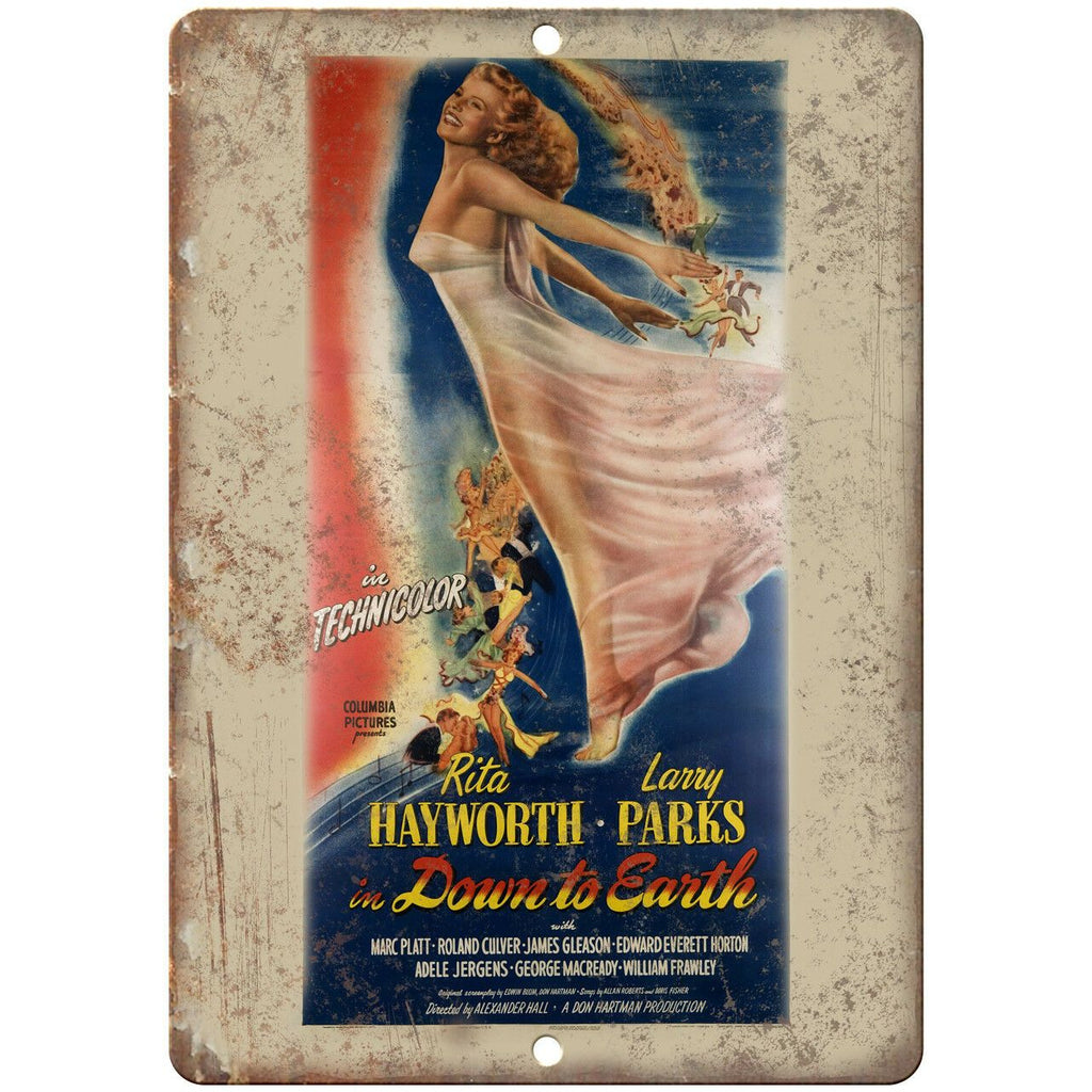 Down To Earth Rita Hayworth Movie Ad 10" X 7" Reproduction Metal Sign I165