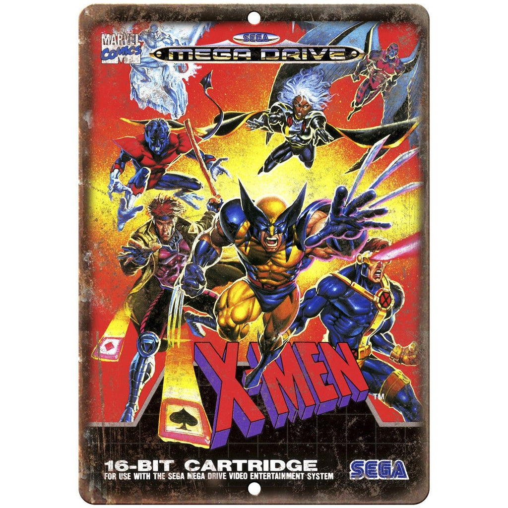 Sega 16-Bit X-Men Mega Drive Box Art 10" x 7" Reproduction Metal Sign A13