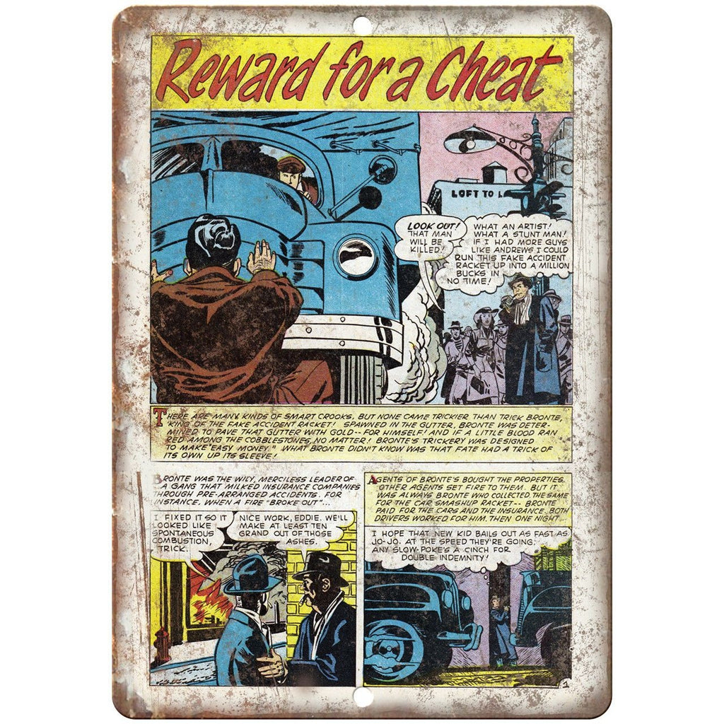 Reward for a Cheat Comic Strip Art 10" X 7" Reproduction Metal Sign J316
