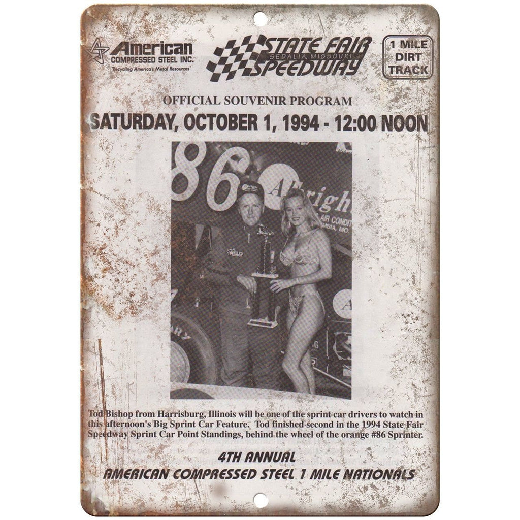 1994 State Fair Speedway Compressed Steel 10" X 7" Reproduction Metal Sign A529