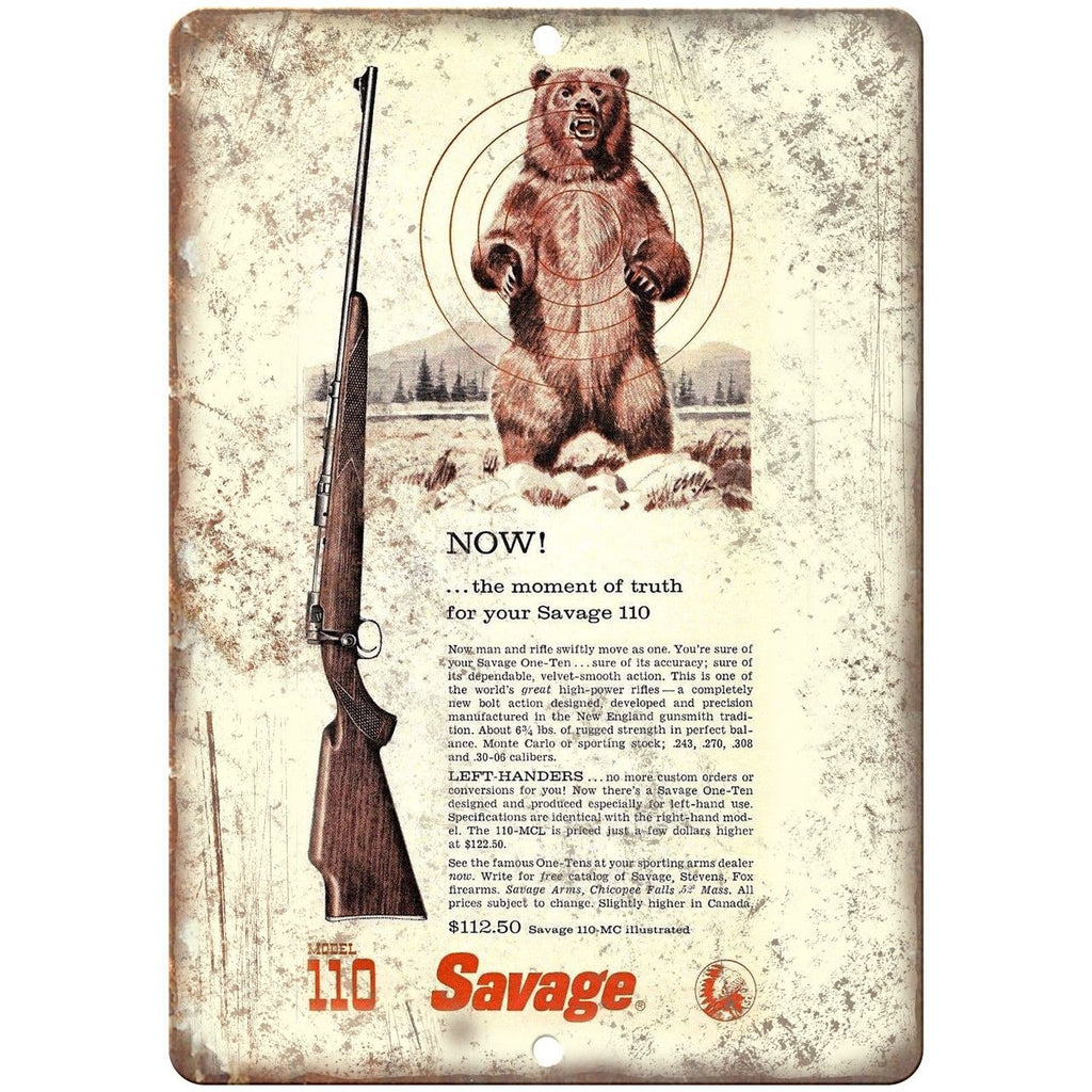 Savage Model 110 Rifle 10" x 7" Reproduction Metal Sign