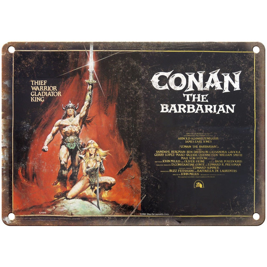 Conan The Barbarian Schwarzenegger Movie Poster 10" x 7" Retro Look Metal Sign