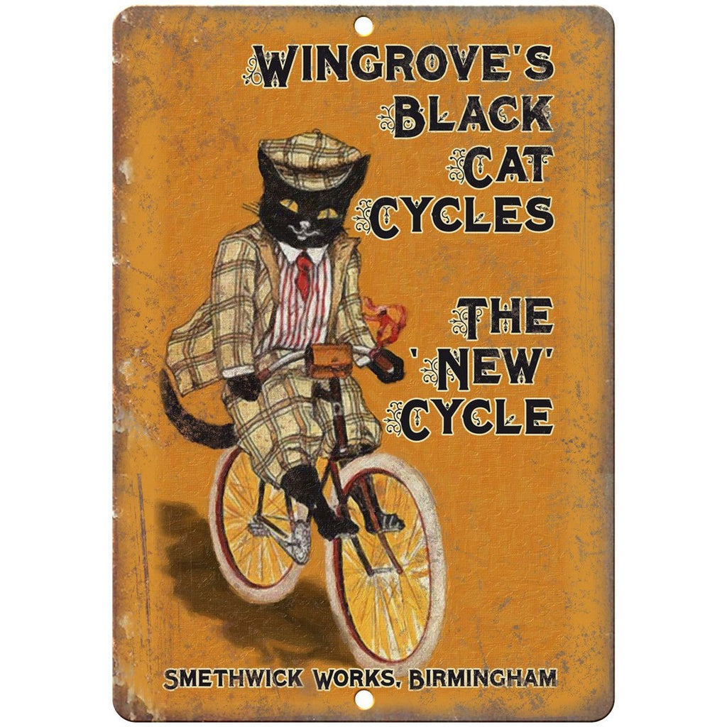 Wingrove Black Cat Cycles Bicycle Ad 10" x 7" Reproduction Metal Sign B229