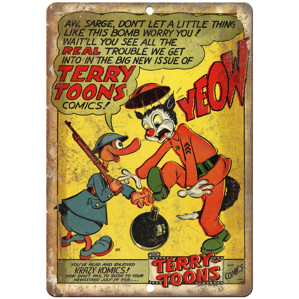 Terry Toons Comics Book Vintage Cover Art 10" x 7" Reproduction Metal Sign J727