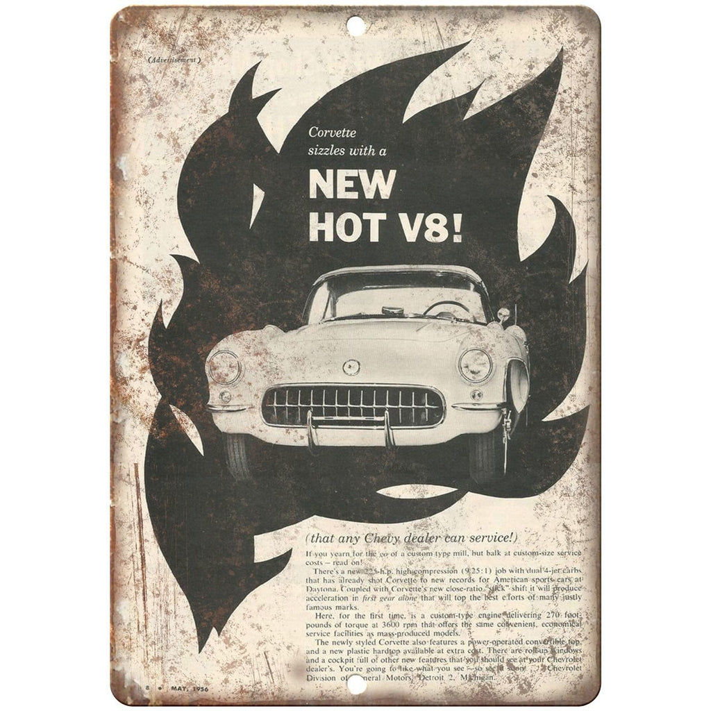 1956 Corvette Chevrolet RARE ad 10" x 7" Reproduction Metal Sign