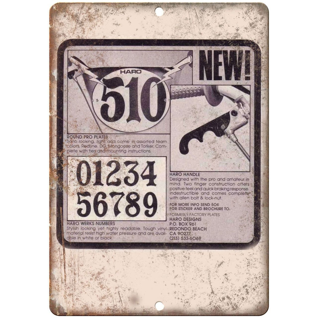 10" x 7" Metal Sign - HARO BMX Number Plate - Vintage Look Reproduction B34