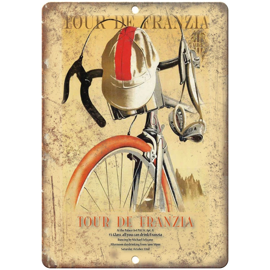 Tour De Franzia Vintage Bicycle Ad 10" x 7" Reproduction Metal Sign B251