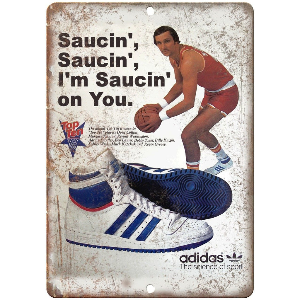 Adidas Doug Collins Basketball Ad Saucin 10" X 7" Reproduction Metal Sign ZE57