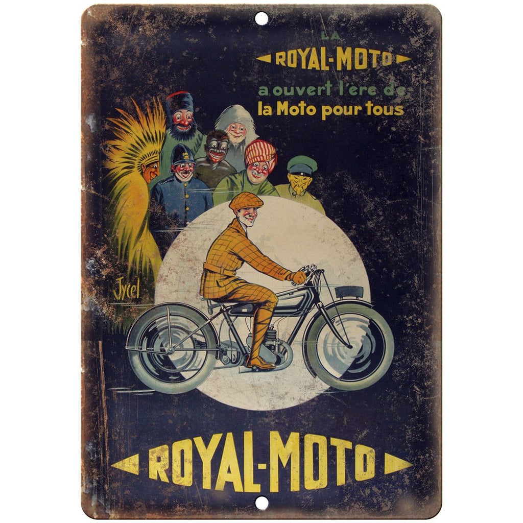 Royal Moto Vintage Motorcycle Ad 10" x 7" Reproduction Metal Sign F47