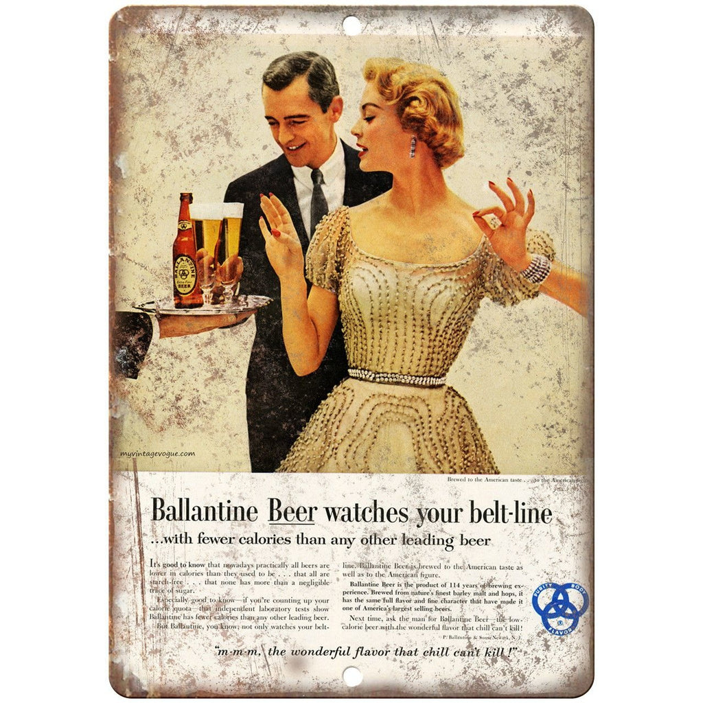 Ballantine Beer Vintage Advertisment D√©cor 10" x 7" Reproduction Metal Sign E302