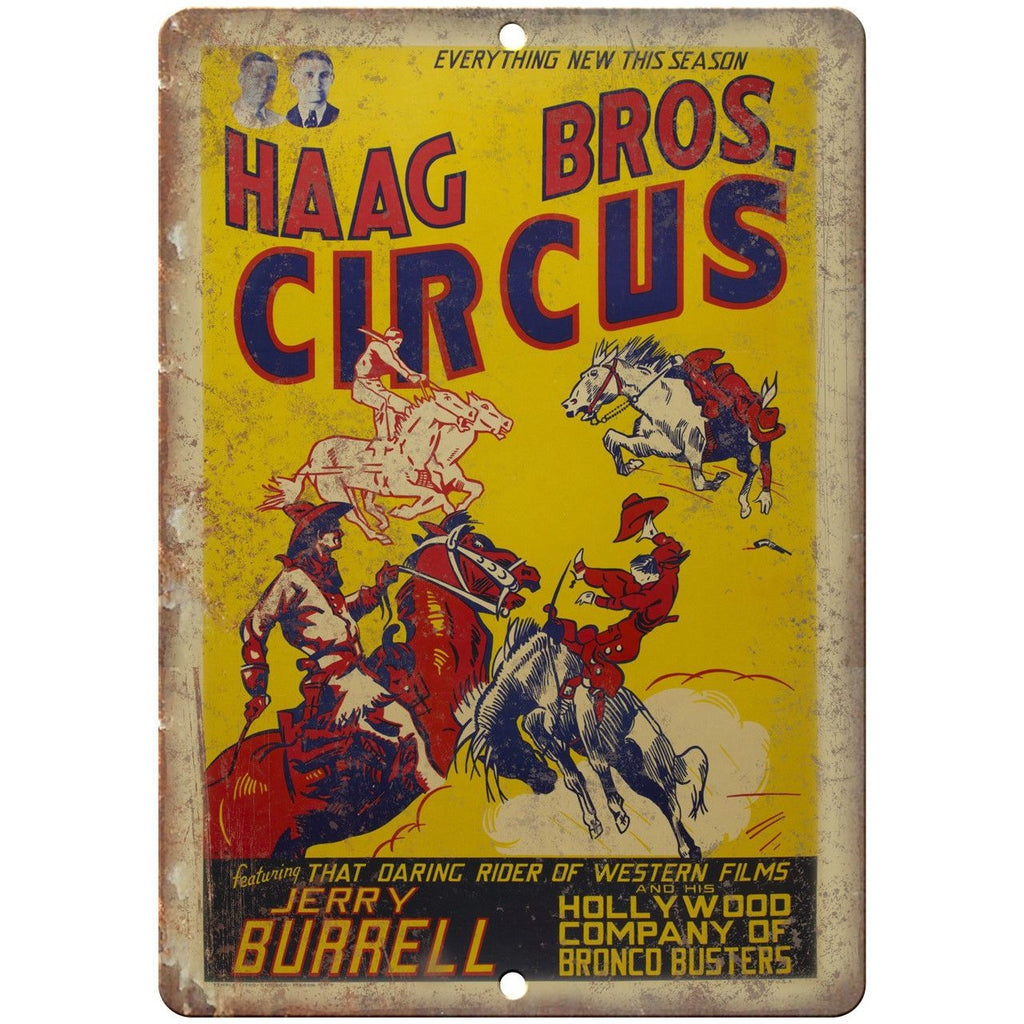 Haag Bros Circus Jerry Burrell Poster 10" X 7" Reproduction Metal Sign ZH133