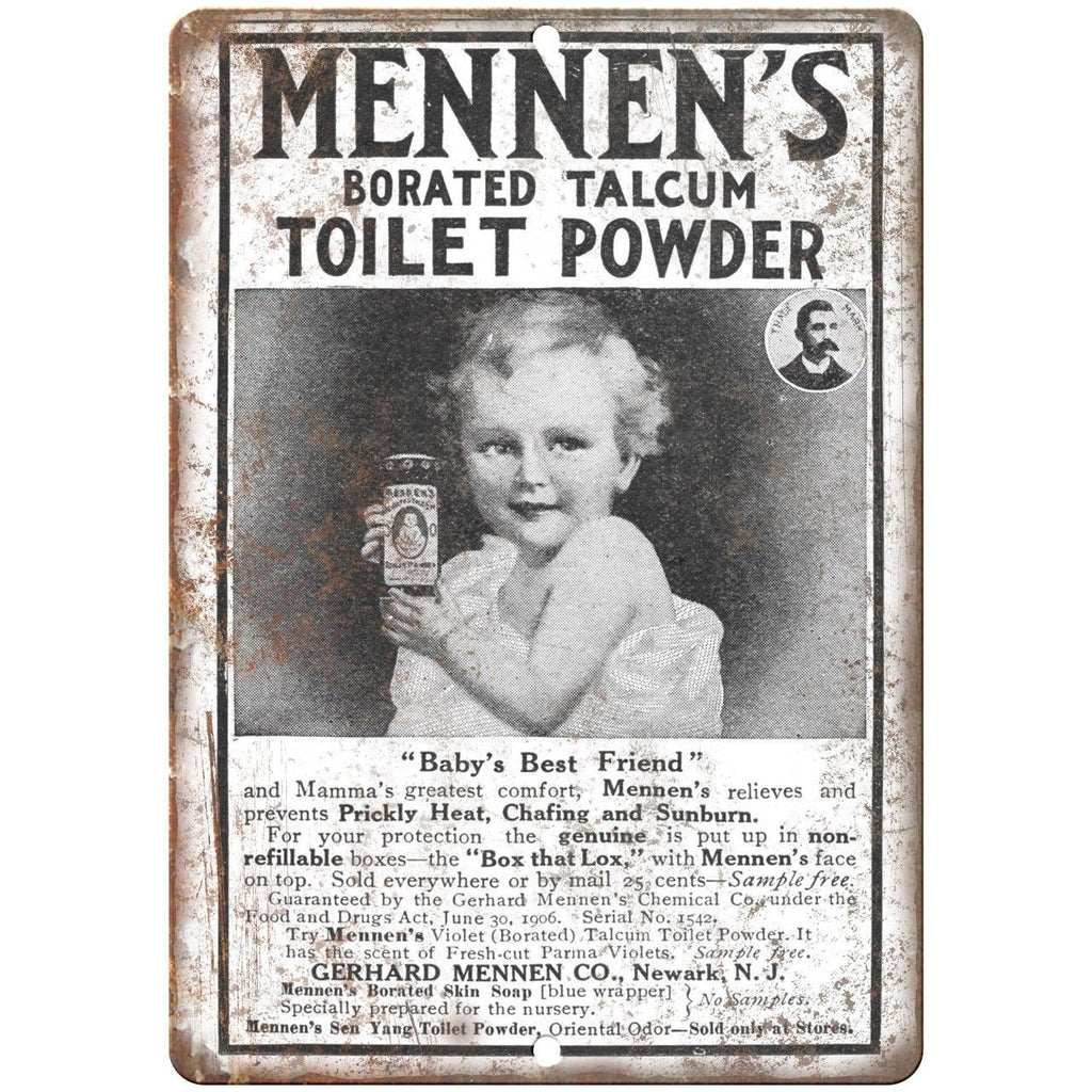 Mennen's Toilet Powder Vintage Ad 10" X 7" Reproduction Metal Sign ZF76