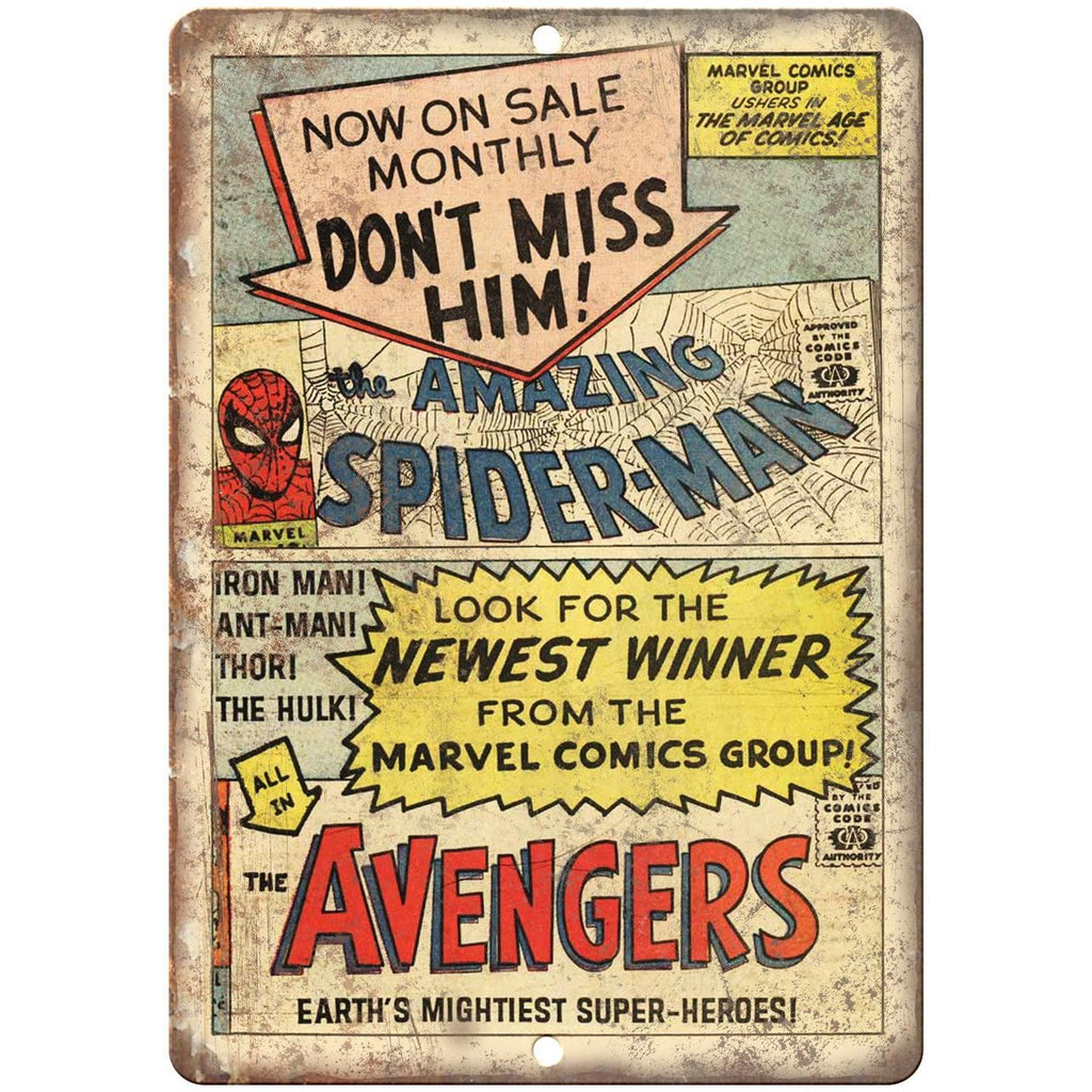 Spider-Man Avengers Iron Man Comic Book Ad 10" X 7" Reproduction Metal Sign J127