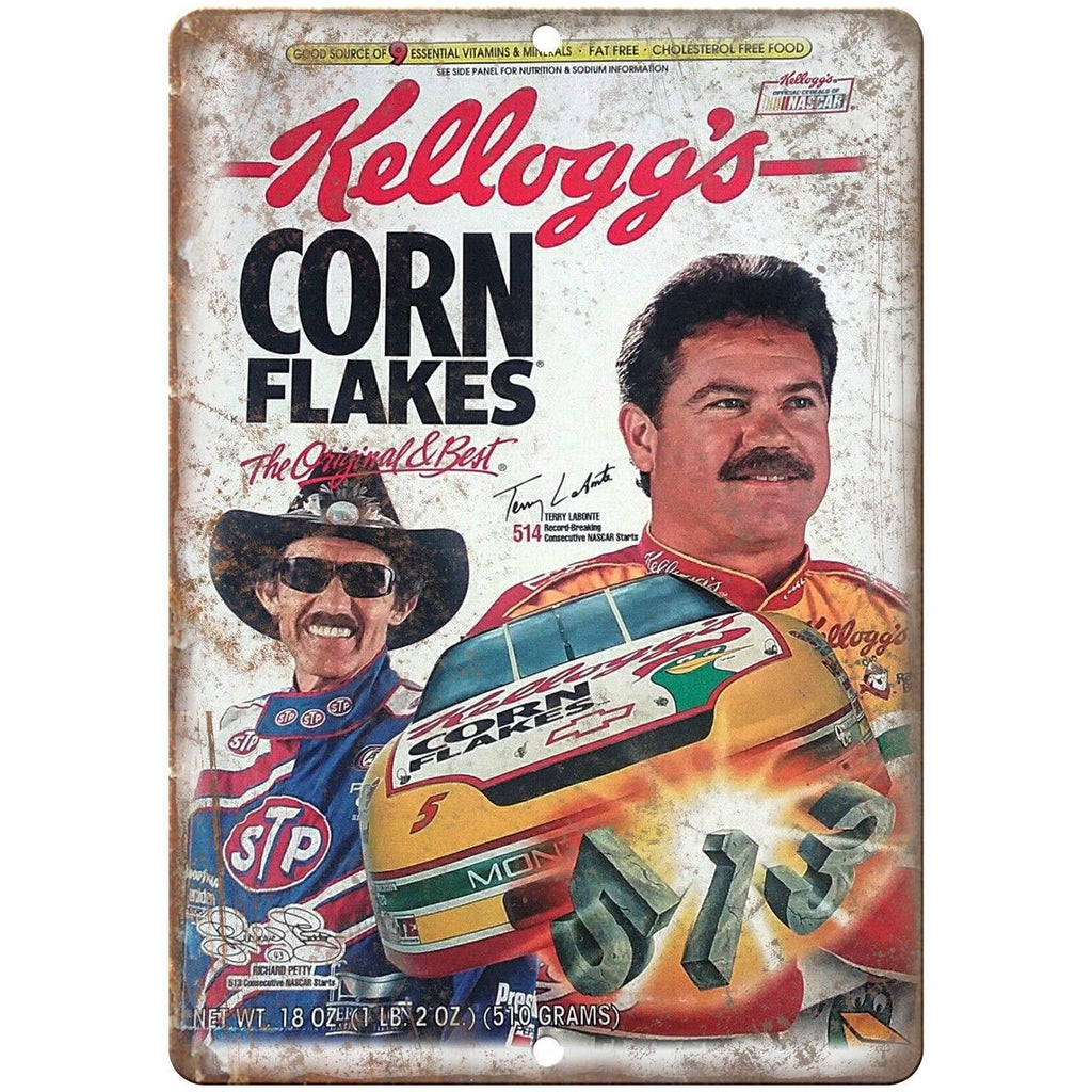 Kelloggs Corn Flakes NASCAR STP Ad 10" X 7" Reproduction Metal Sign A658