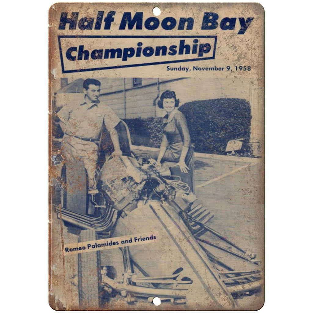 1958 Half Moon Bay Championship, funy car, drag race 10" x 7" Retro Metal Sign