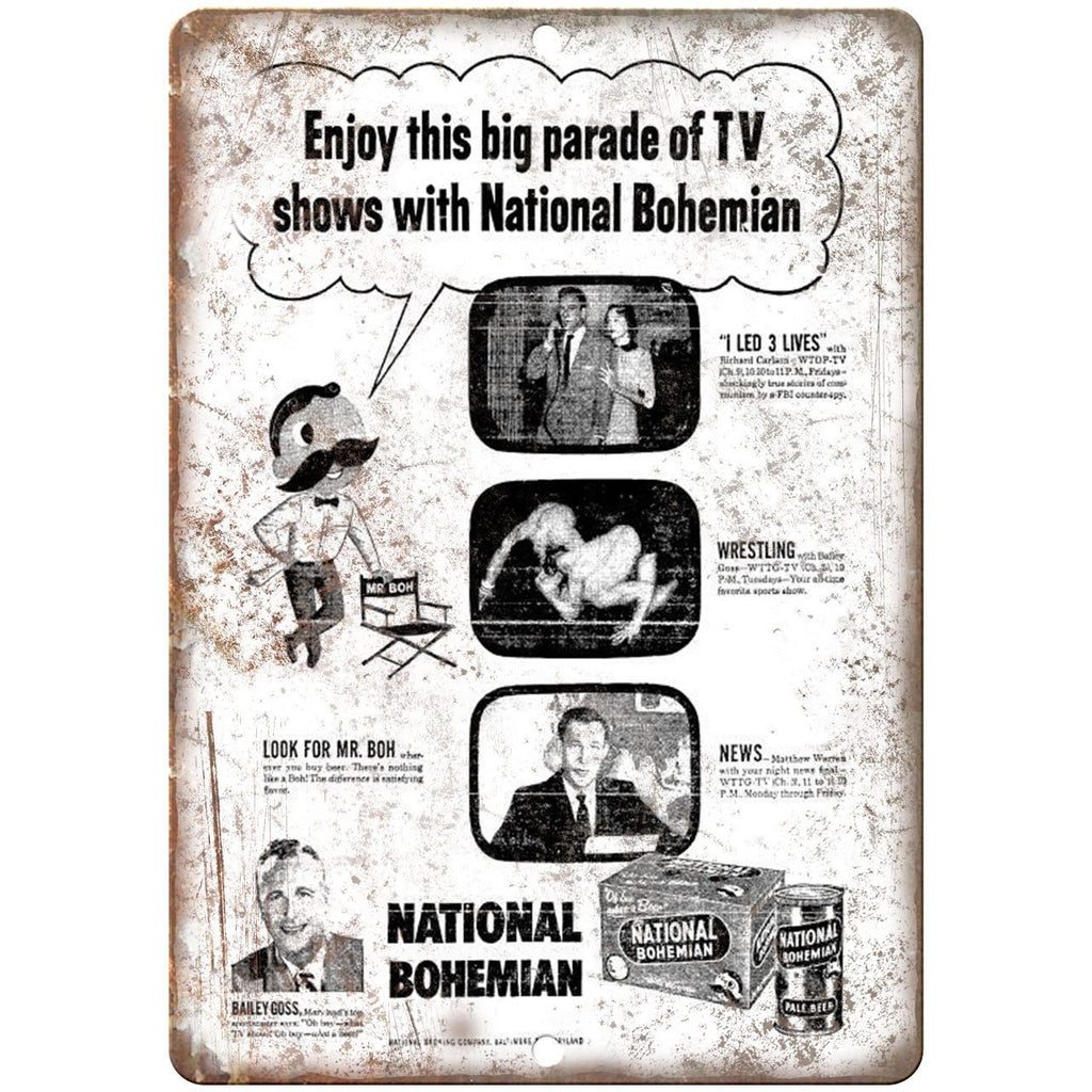National Bohemian Beer Vintage Ad Mr. Boh's 10" x 7" Retro Look Metal Sign