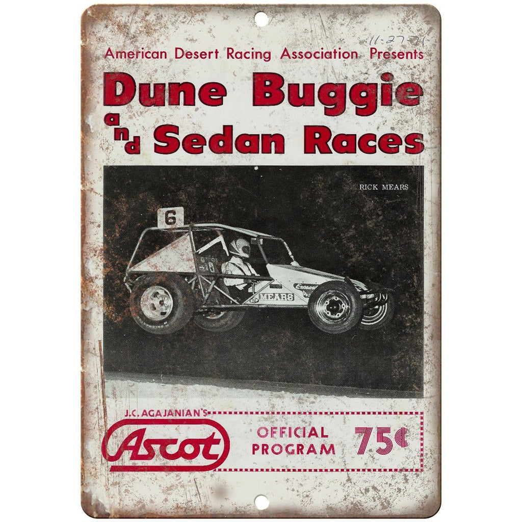 Ascot Dune Buggie and Sedan Races 10" X 7" Reproduction Metal Sign A628
