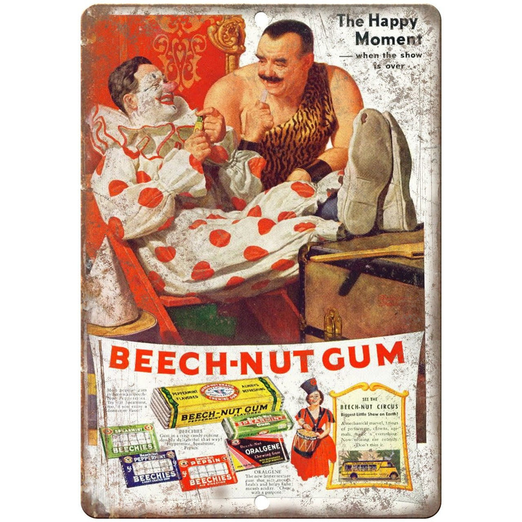 Beech-Nut Gum Circus Clown Vintage Print Ad 10" X 7" Reproduction Metal Sign N74
