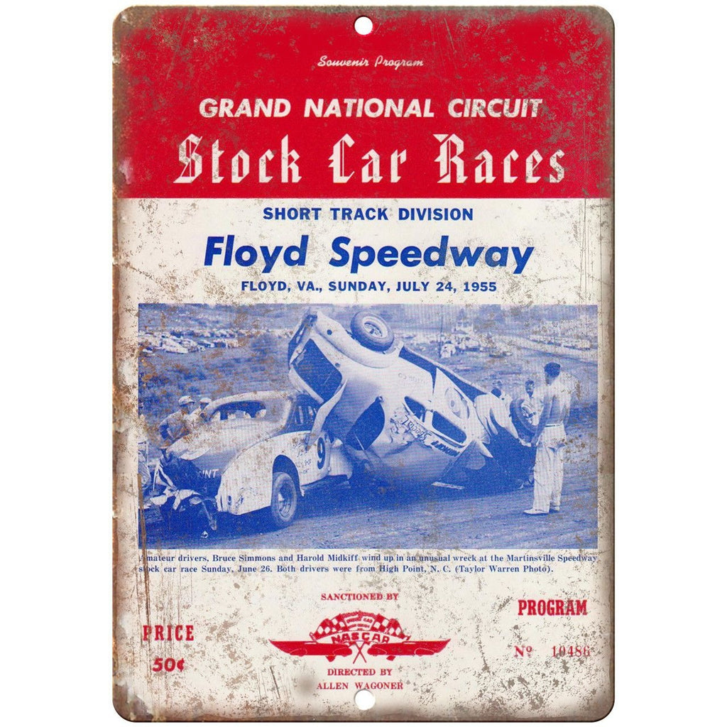 1955 Floyd Speedway Stock Car Races 10" X 7" Reproduction Metal Sign A538