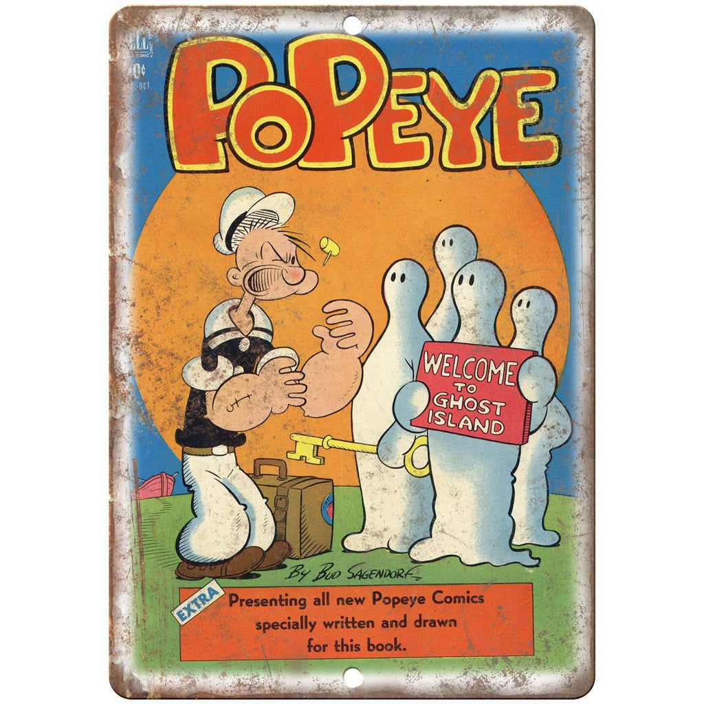 Popeye Dell Comics Bud Sagendorf Art 10" X 7" Reproduction Metal Sign J242