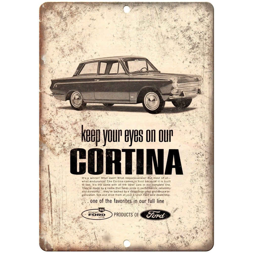 Ford Cortina English Line Vintage Ad 10" x 7" Reproduction Metal Sign A30