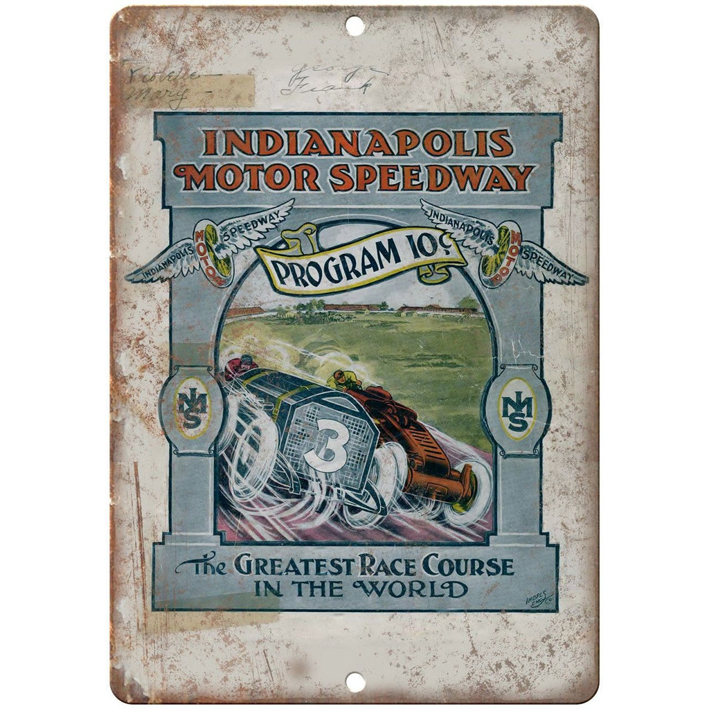 Indianapolis Motor Speedway Program Cover 10" X 7" Reproduction Metal Sign A598