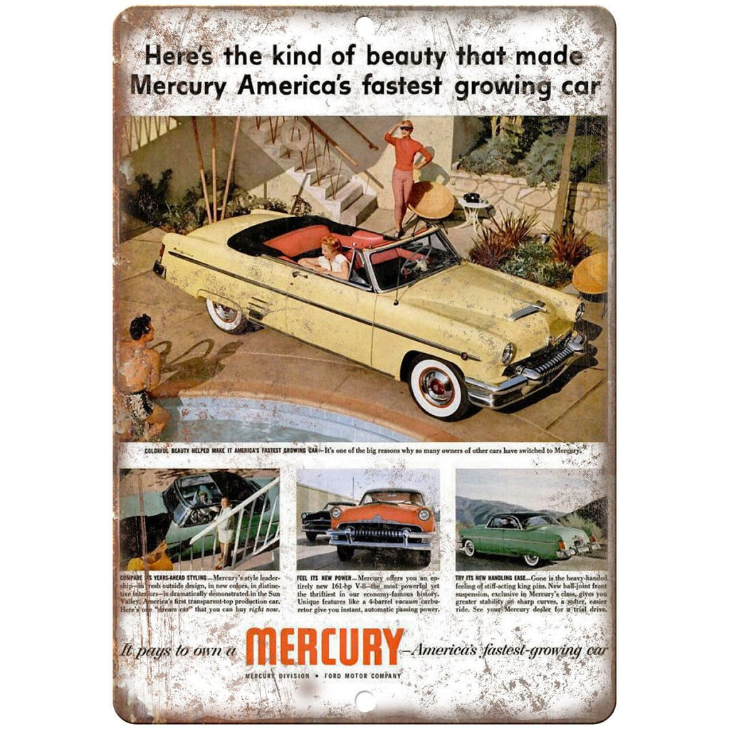 Mercury Ford Motor Company Vintage Auto Ad 10" x 7" Reproduction Metal Sign A322