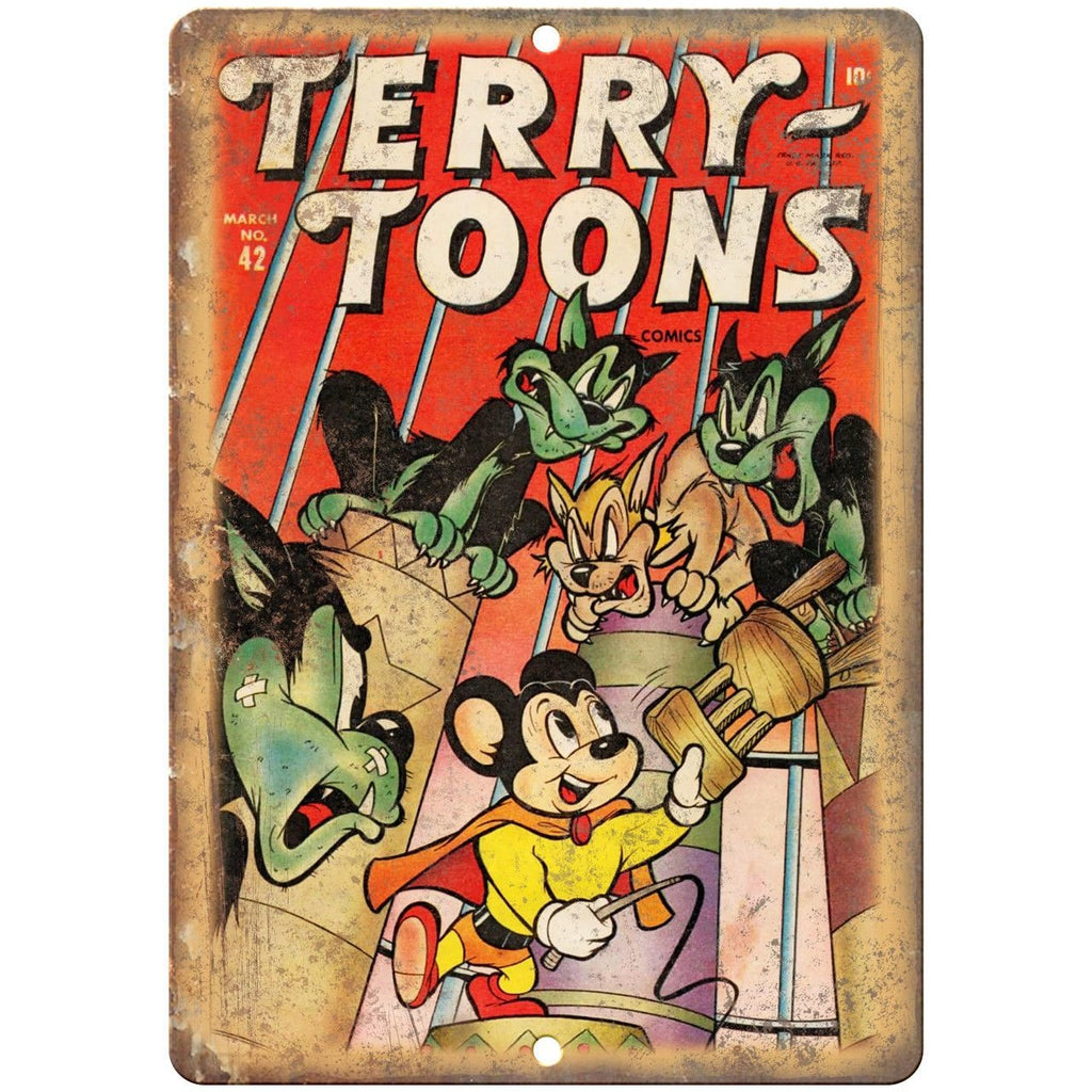 Terry Toons Comic Book Cover Art 10" X 7" Reproduction Metal Sign J236