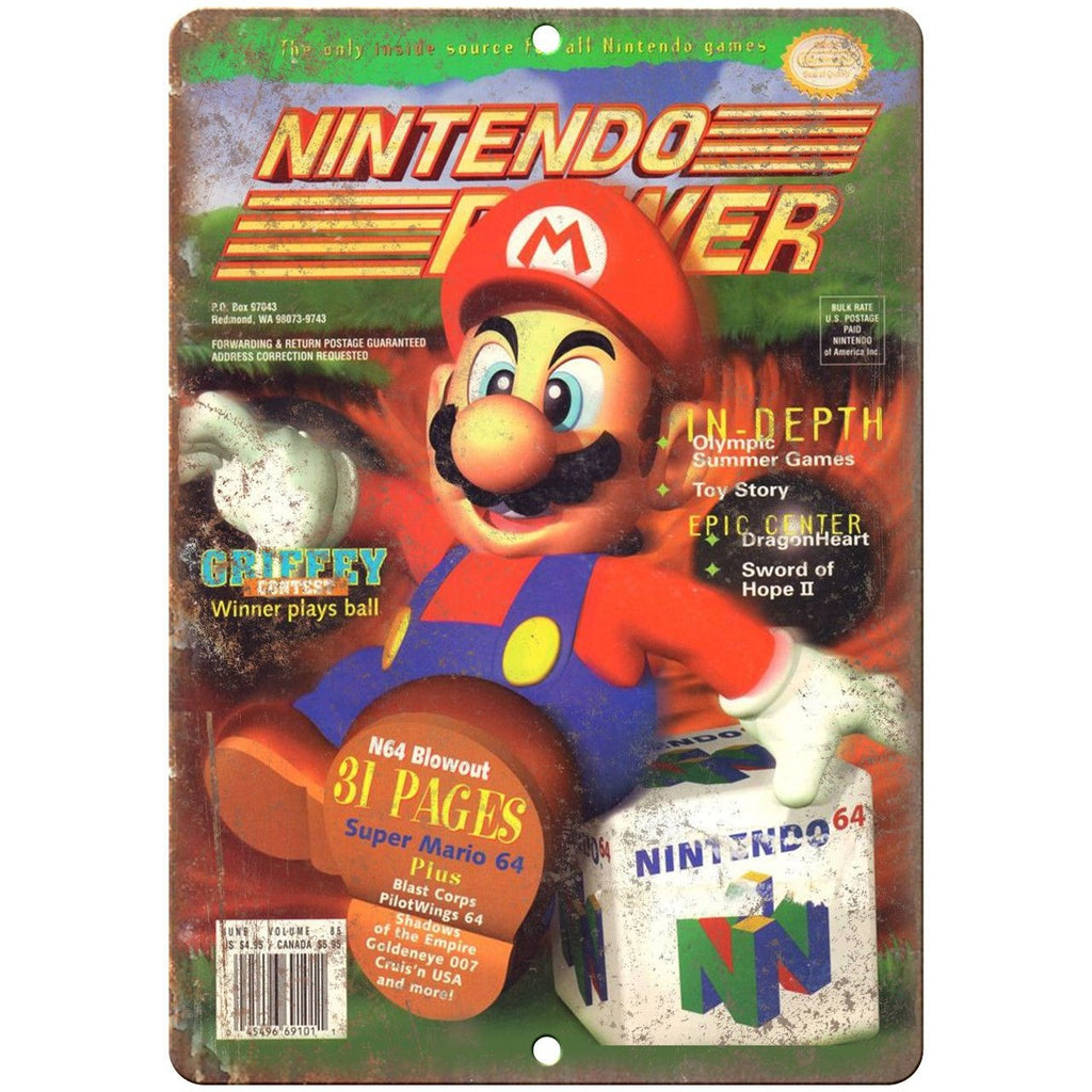 Nintendo Power Super Mario 64 Cover 10" X 7" Reproduction Metal Sign G21