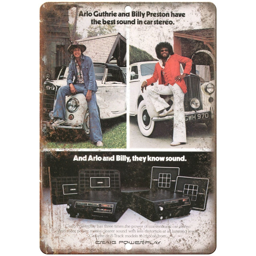 Craig Powerplay Car Stereo Arlo Guthrie Billy Preston 10"x7" Retro look Sign D12