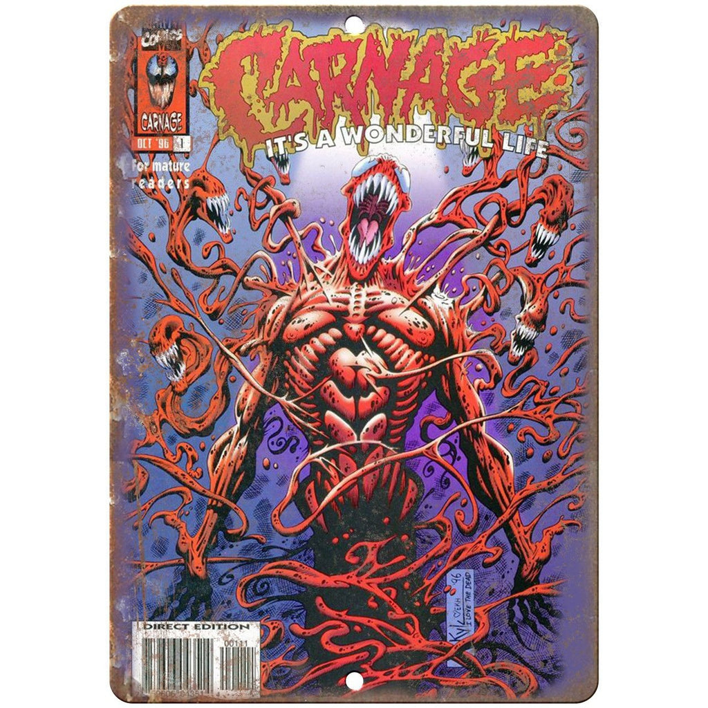 Carnage Spider Man Super Man Marvel Comics 10" x 7" Retro Look metal sign